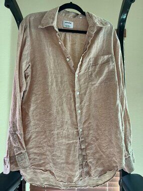 lorenzo Men's Linen Button-Up Shirt — Blush Pink